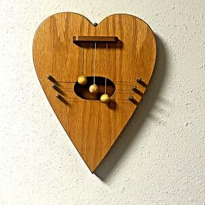 Vintage Heart Shaped Wood Door Harp 3-String